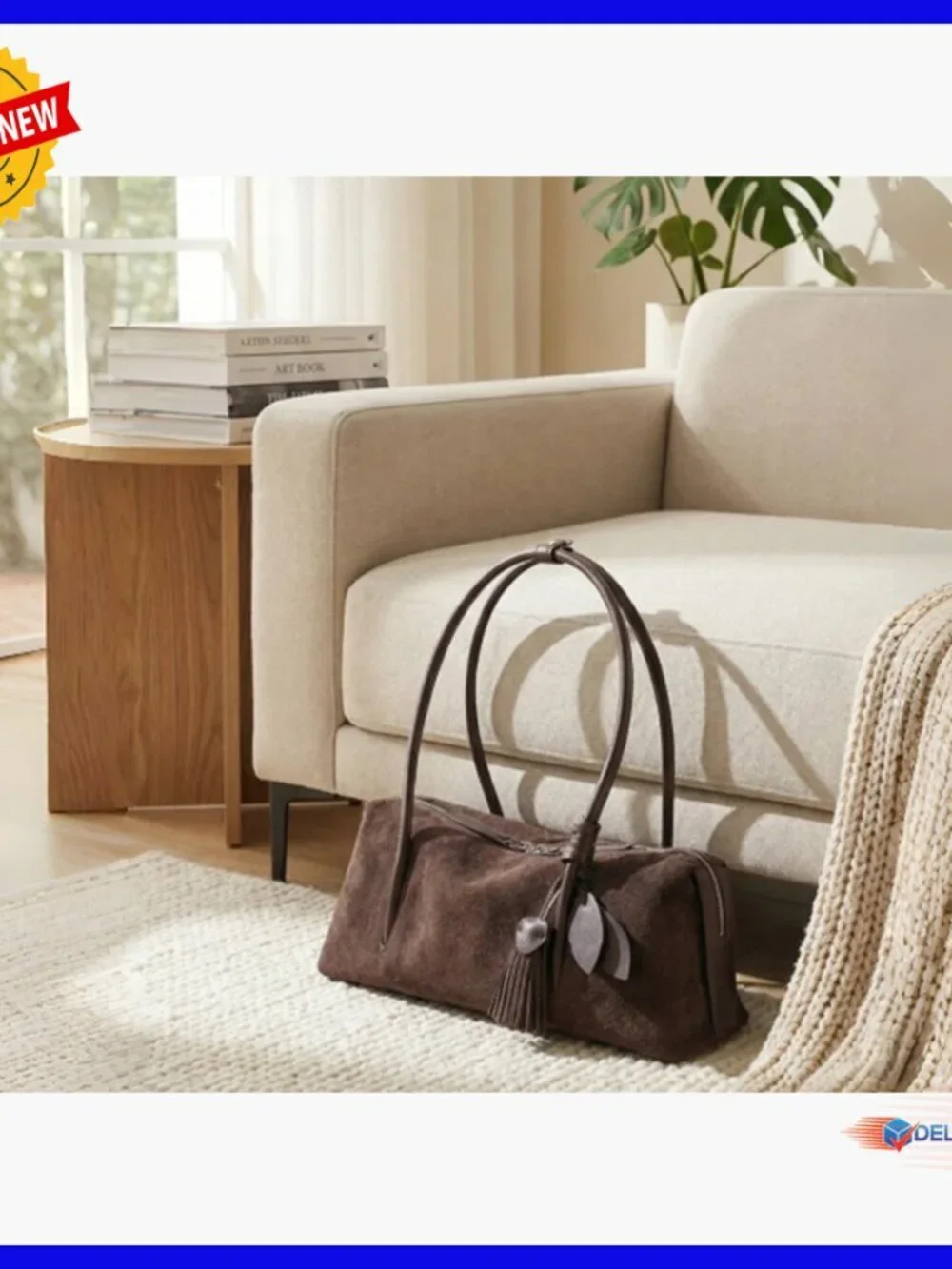 Genuine Suede Leather Hobo Bag, Lightweight Tote for Daily Commute